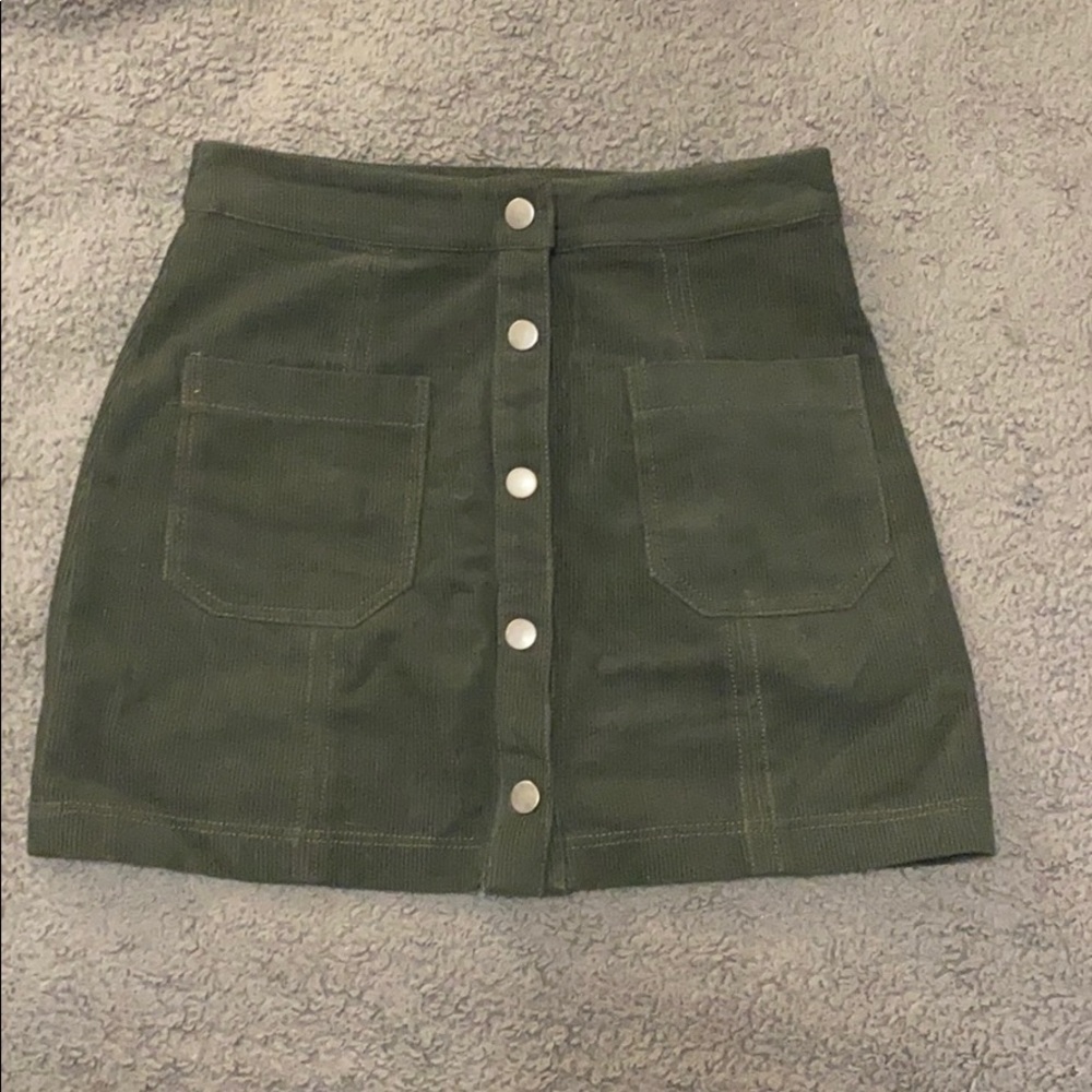 Dark green corduroy mini skirt
